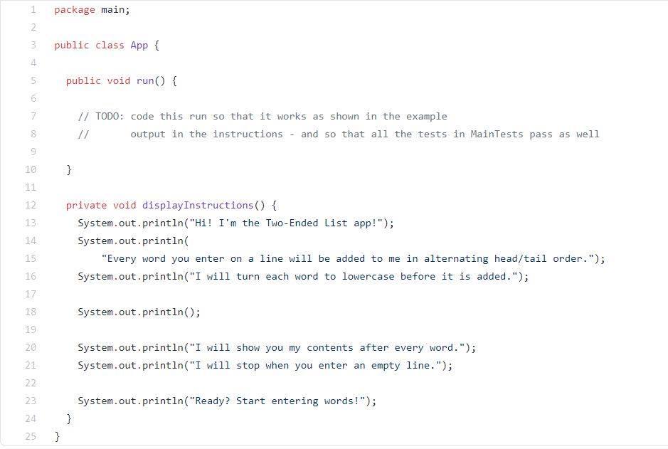 shown in the example // output in the instructions - and so