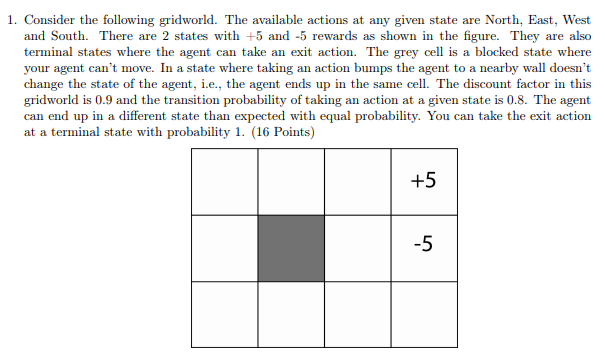  (a) Perform 1 st iteration of Value iteration algorithm. Draw the