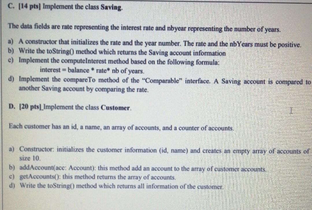 [40 pta) Implement the below classes and interface as presented in the