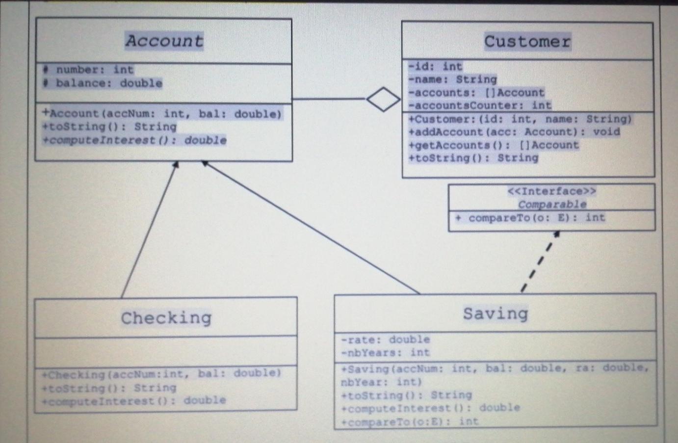 the code provided below. For all classes implement only the getters that