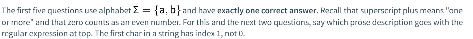 Please select the correct answer: The first five questions use alphabet ?