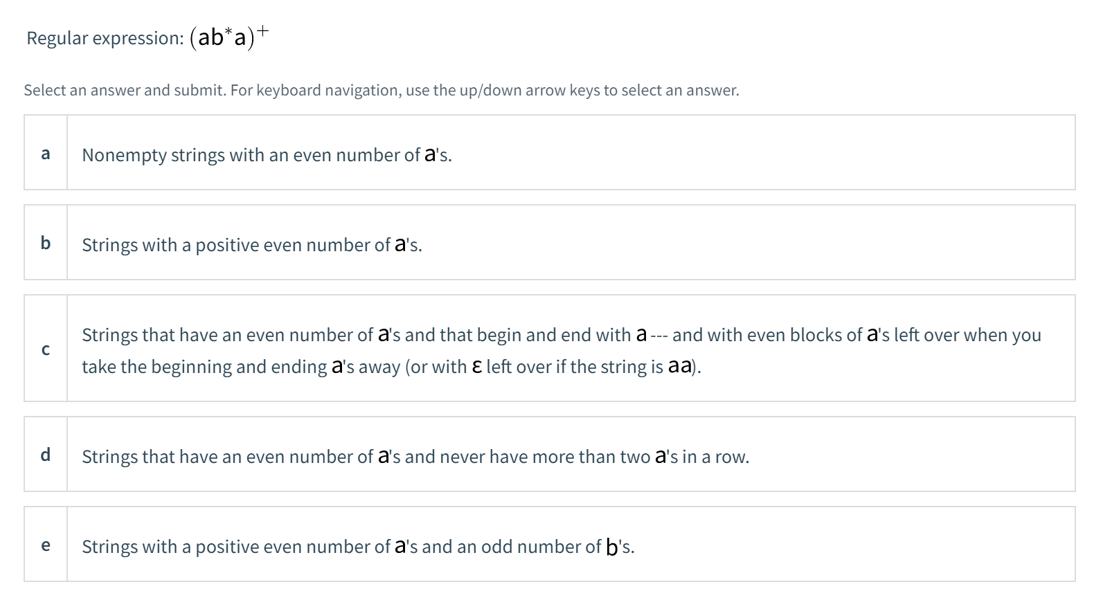 = {a, b} and have exactly one correct answer. Recall that superscript