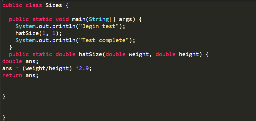 to the main method of the program which is shown above dont