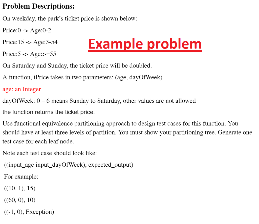 functional equivalence partitioning PLEASE READ THE EXAMPLE BELOW BEFORE ANSWERING THE QUESTION