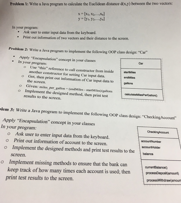  I have some exercises about Object Oriented Programming. Please help me.