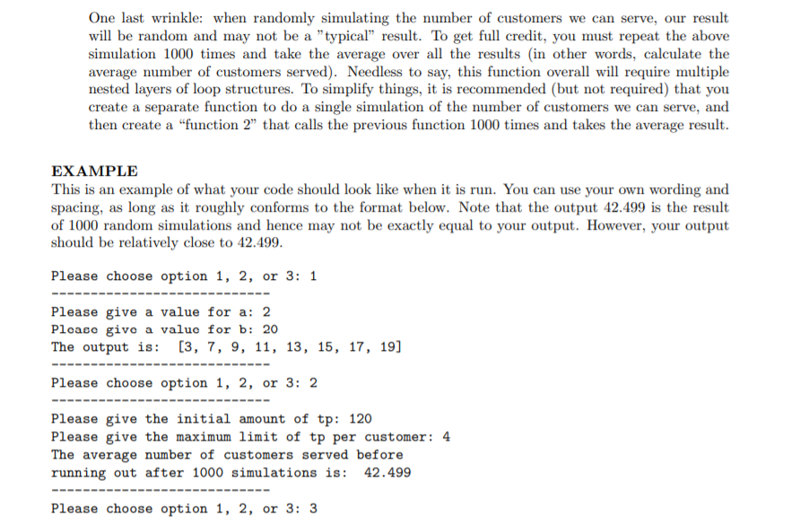 input) to choose between 3 options by entering either 1 or 2