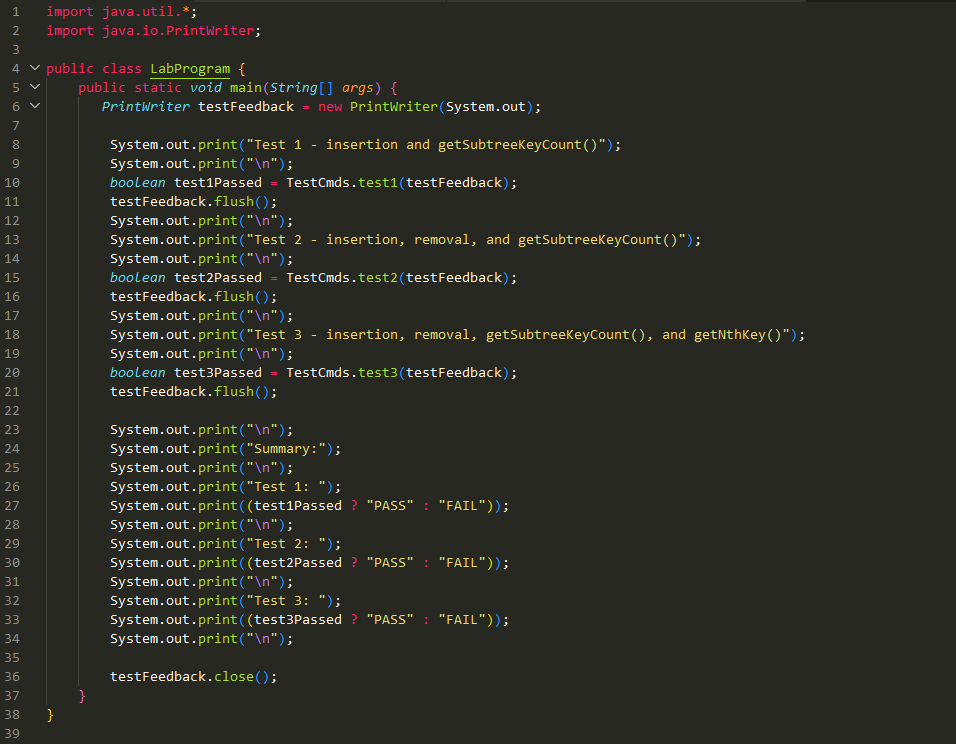abstract boolean execute(BinarySearchTree tree, PrintWriter testFeedback); } 8.11 LAB: AVL tree Nth