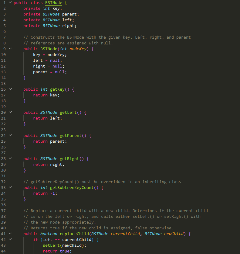 methods exist for each. Inspect the BinarySearchTree class declaration for a binary