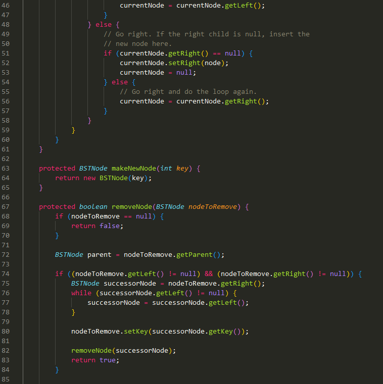 AVLNode and adds one integer field, subtreeKeyCount. Each node's subtree key count