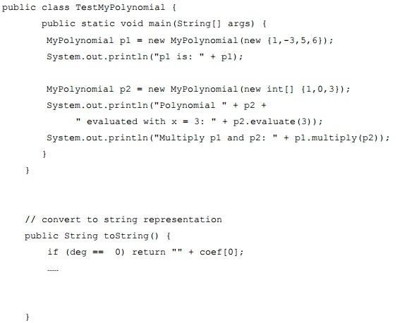 An instance variable named coef, which stores the coeficients of the ndegree