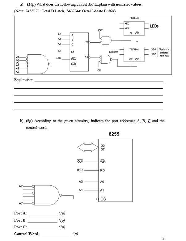 a) (10p) What does the following circuit do? Explain with numeric