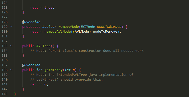 method for the ExtendedAVLNode class. The method requires each child node's subtreeKeyCount