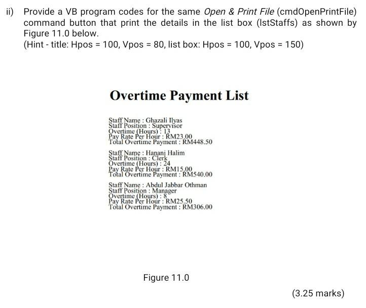 by Table 4.0 Write a VB program codes that use a multi-dimensional