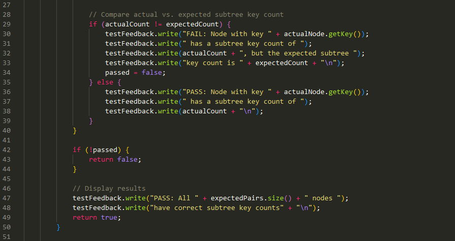 the first two unit tests pass. Step 6: Implement ExtendedAVLTree's getNthKey() method