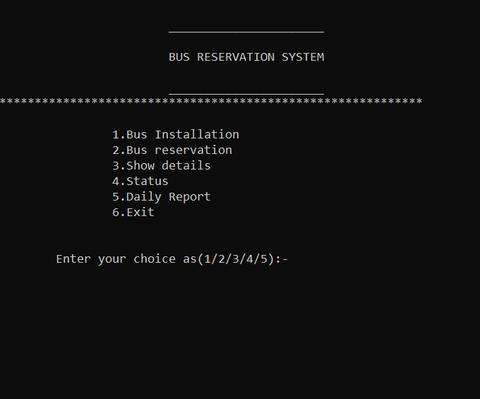 make project in C# for a bus reservation system. PLEASE INPUT THE
