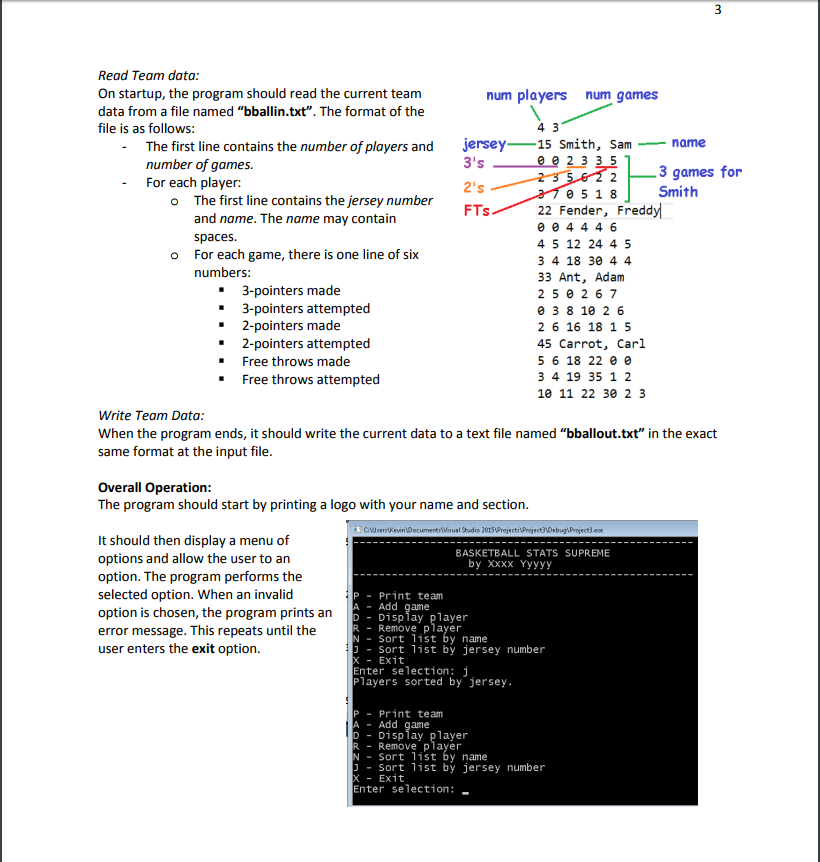 and Sorting of arrays. - Reading data from and writing data to