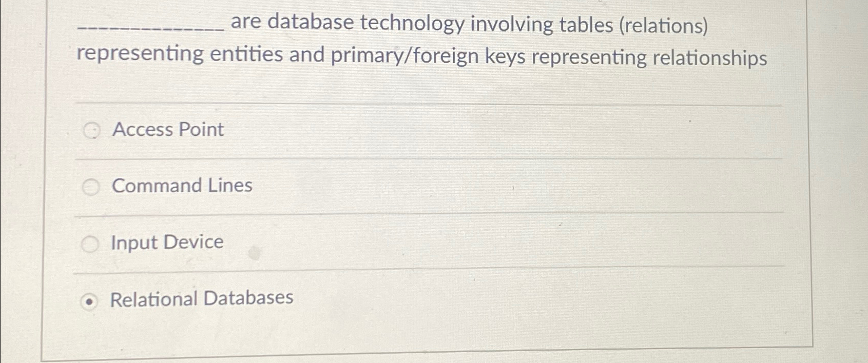  are database technology involving tables (relations) representing entities and primary/foreign keys