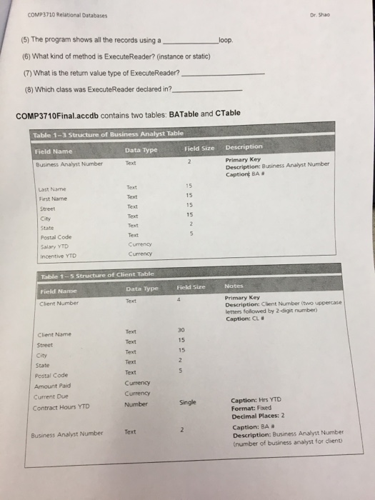 represent? Write the SQL statements for the following tasks based on BATable