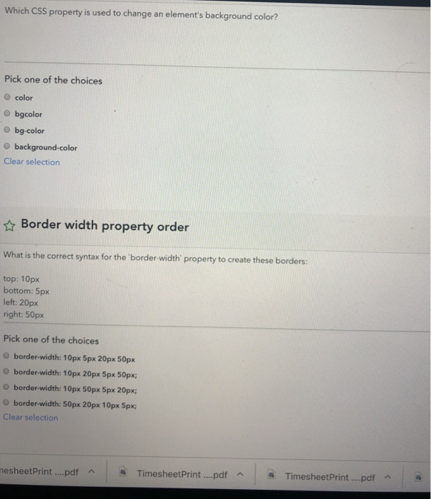  Which CSS property is used to change an element's background color?