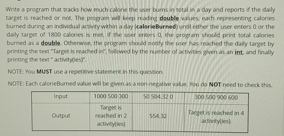  c++ #include Write a program that tracks how much calorie the