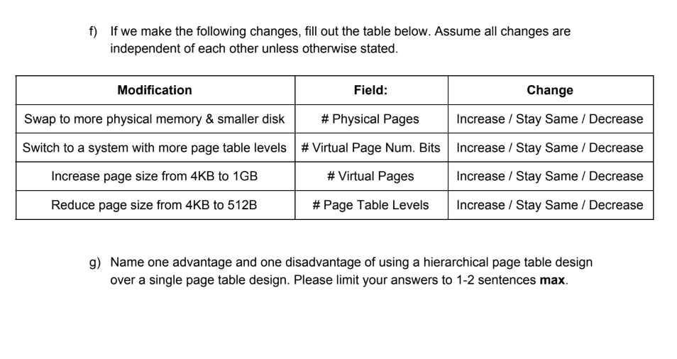4KB. a) How many bits are used for the page offset? How