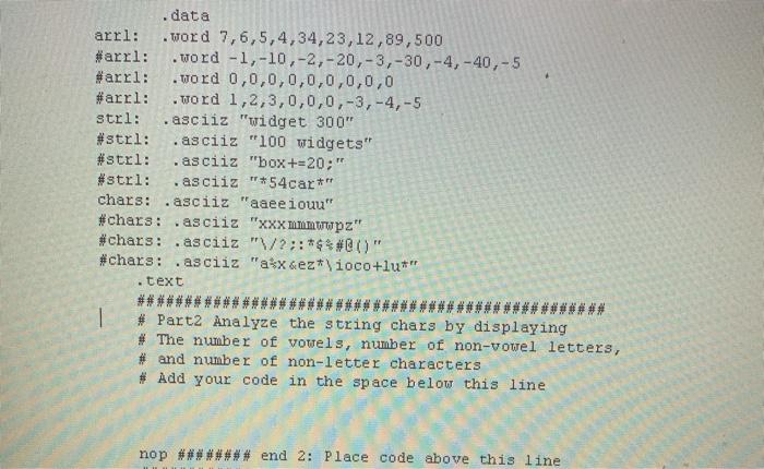 MIPS (if statement ans loops). One of each (array, string, and char)