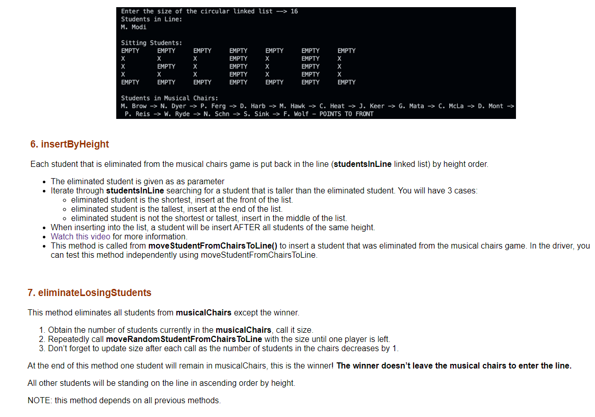 in line, * - an SNode instance variable for musical chairs, pointing