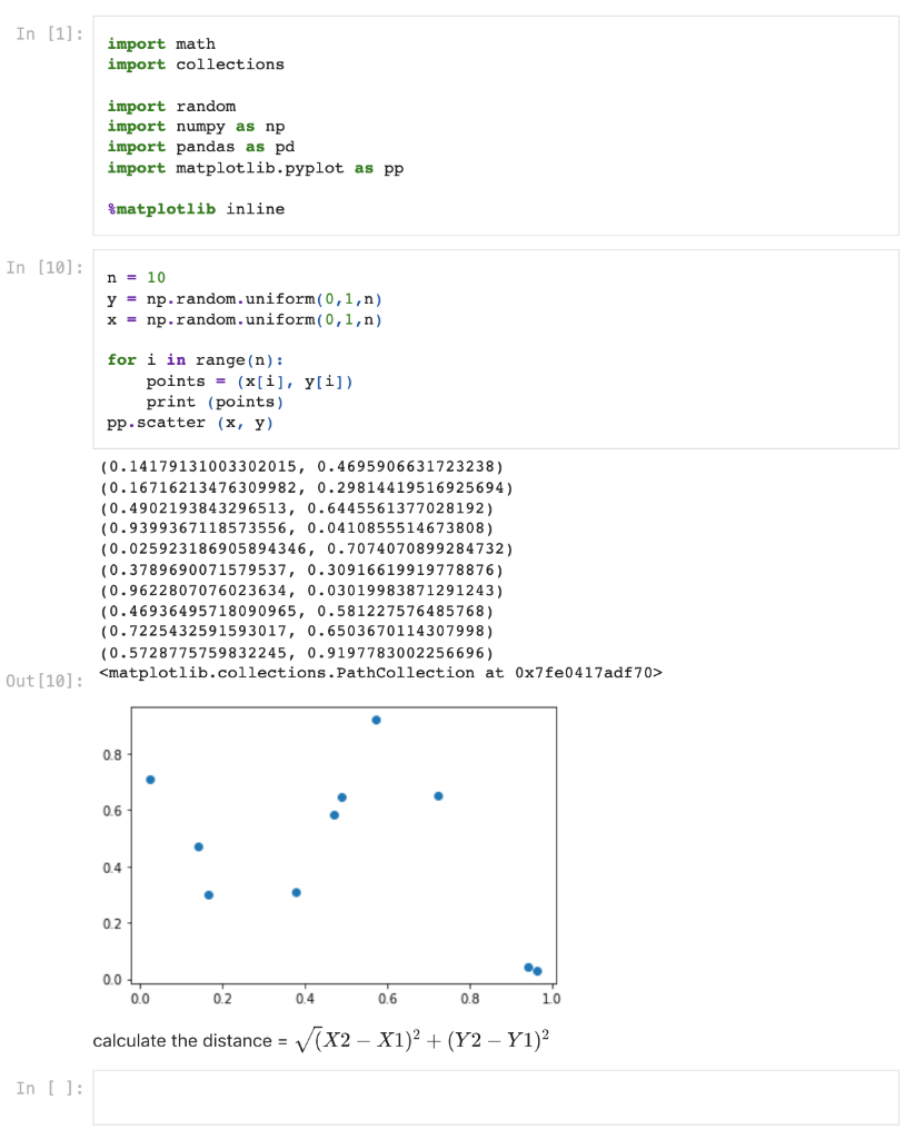 Answer the questions with Python codes 1. Randomly place 20 points within