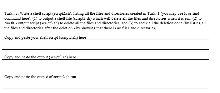  Task #2. Write a shell script (script2.sh), listing all the files