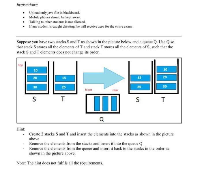 in java please Instructions: - Upload only.java file in blackboard. - Mobile