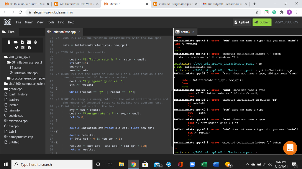 Debug the program for me Please! This is my code: #include using