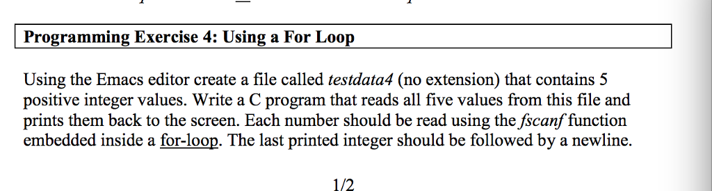 C language in Emacs Using the Emacs editor create a file called