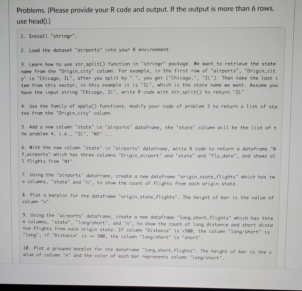 code in R Data can be found in R called " AIRPORT"