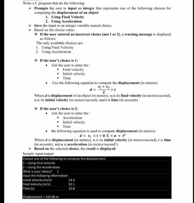 by c program Write a C program that do the following: Prompts