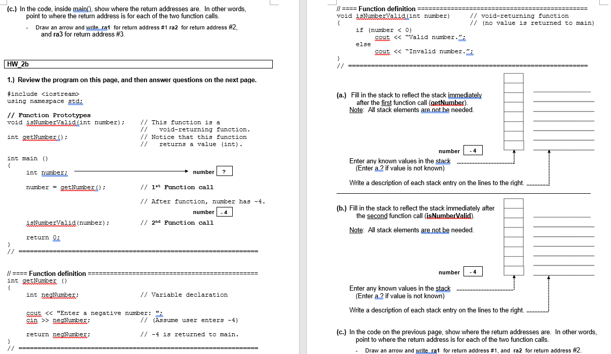 SESSEN (c.) In the code, inside main!), show where the return