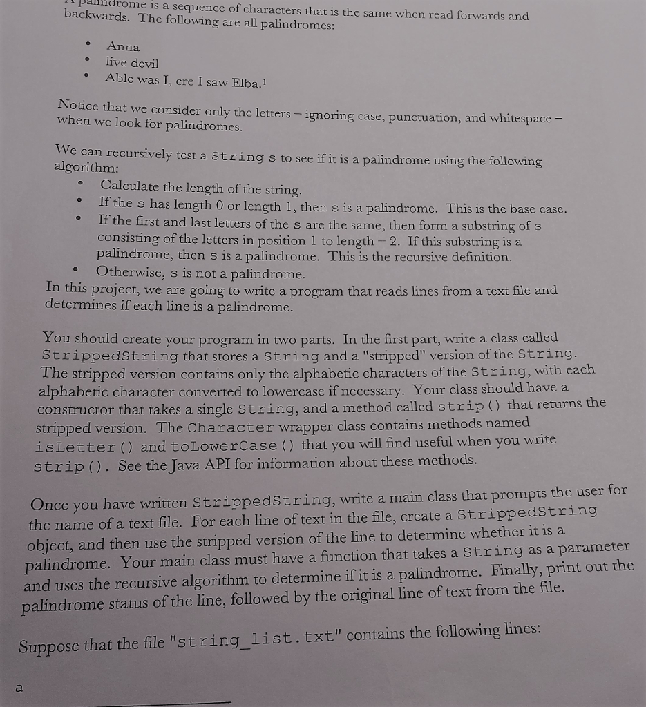 JAVA e is a sequence of characters that is the same when