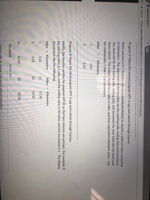  secure : https://psu.instructure courses/ 1 856804/assignments/9 29944 2#submit AP5-1.cpp and submit