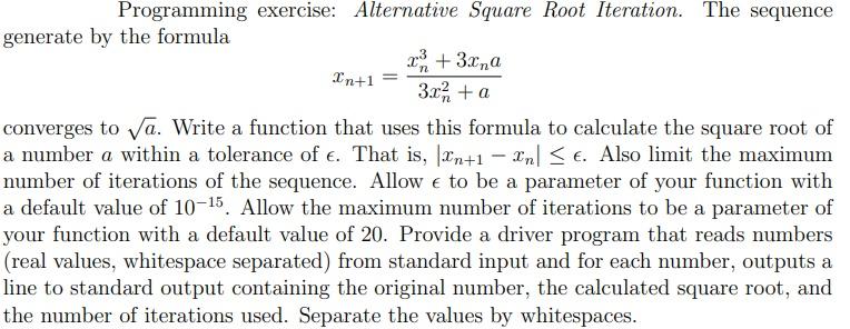 In Python Please In Python Please n Programming exercise: Alternative Square Root