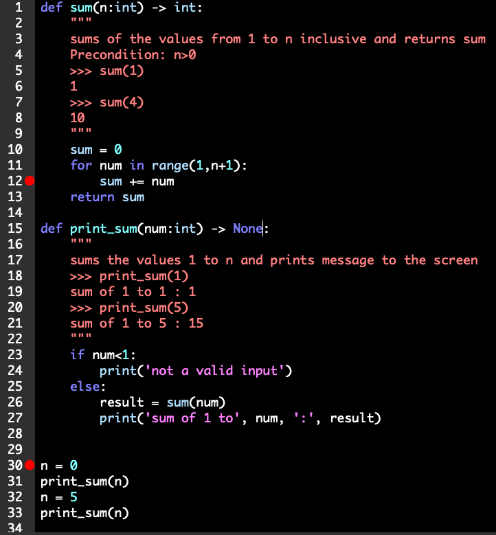 If the debug button (red bug) is clicked for this program in