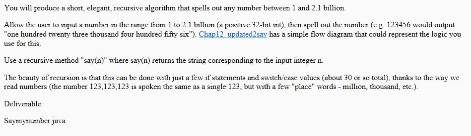  You will produce a short, elegant, recursive algorithm that spells out