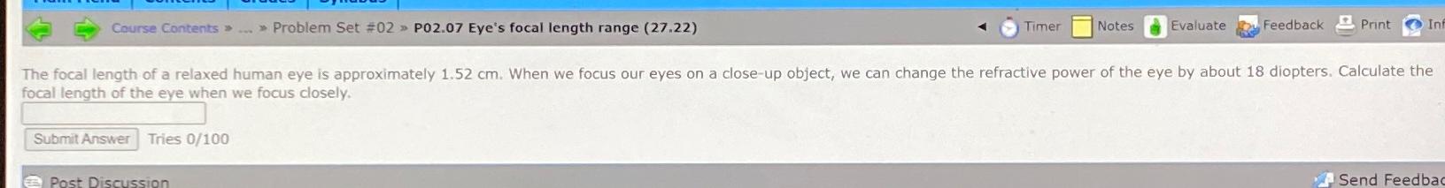  Course Contents $dots Problem Set -=02> P02.07 Eye's focal length range