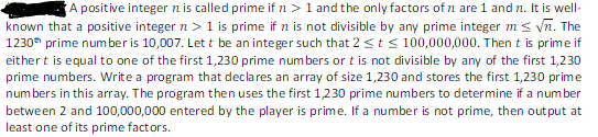  Write a c++ program. A positive integer n is called prime