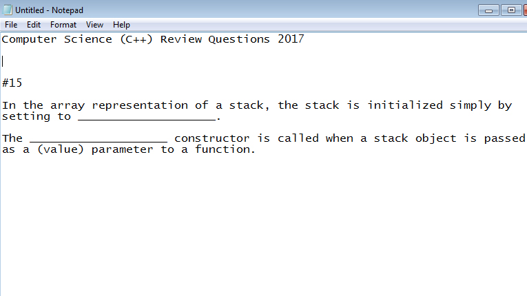  Untitled - Notepad File Edit Format View Help Computer Science (C++)