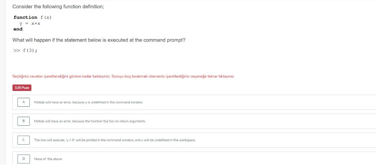  Consider the following function definition; function f (x) y = X*X