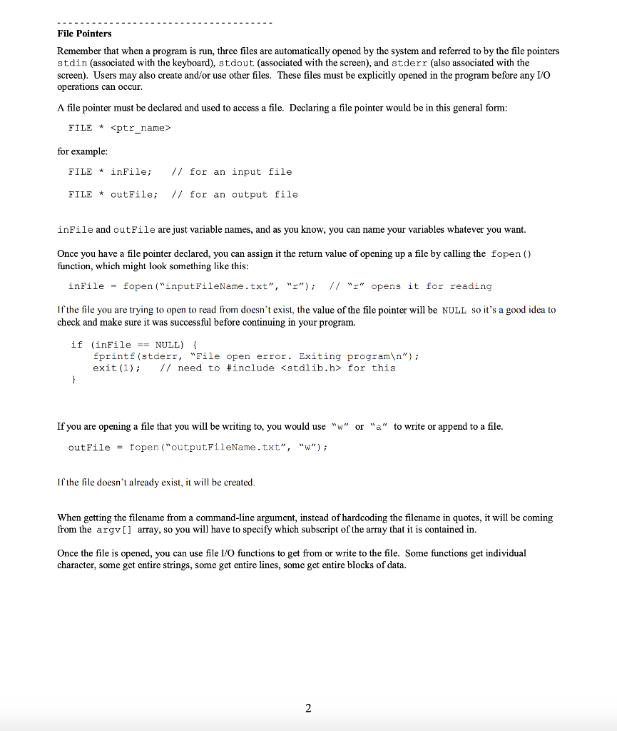 Arguments, sscanf ) and File Pointers Overview For this week's lab, you