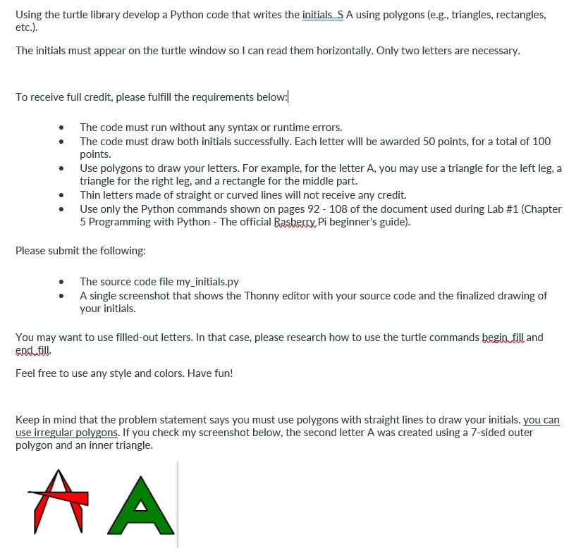 Using the turtle library develop a Python code that writes the initials