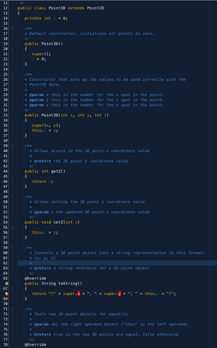 How do I correctly call the superclass(Point2D) in Point3D? As of right