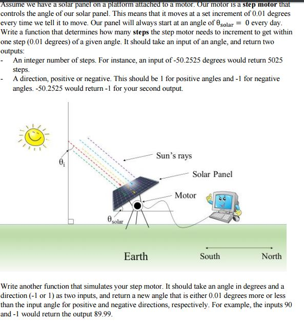 number 3 only.Please code in matlab.. Assume we a solar panel on