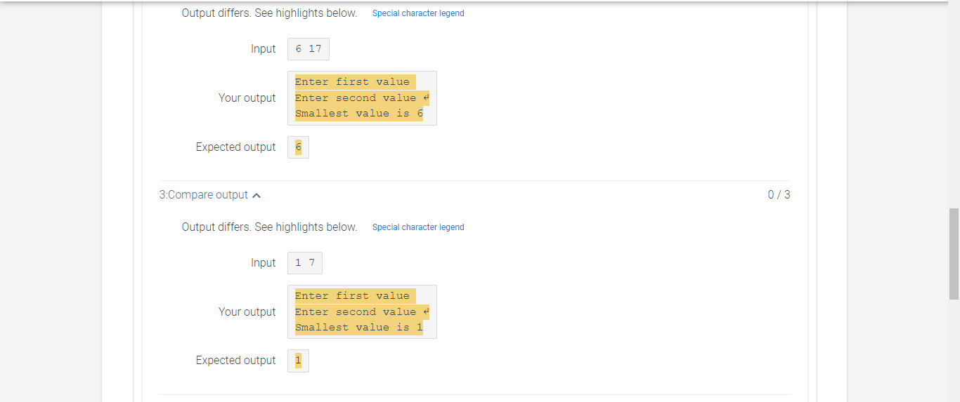 Please help me fix this code C++ All compare outputs say the