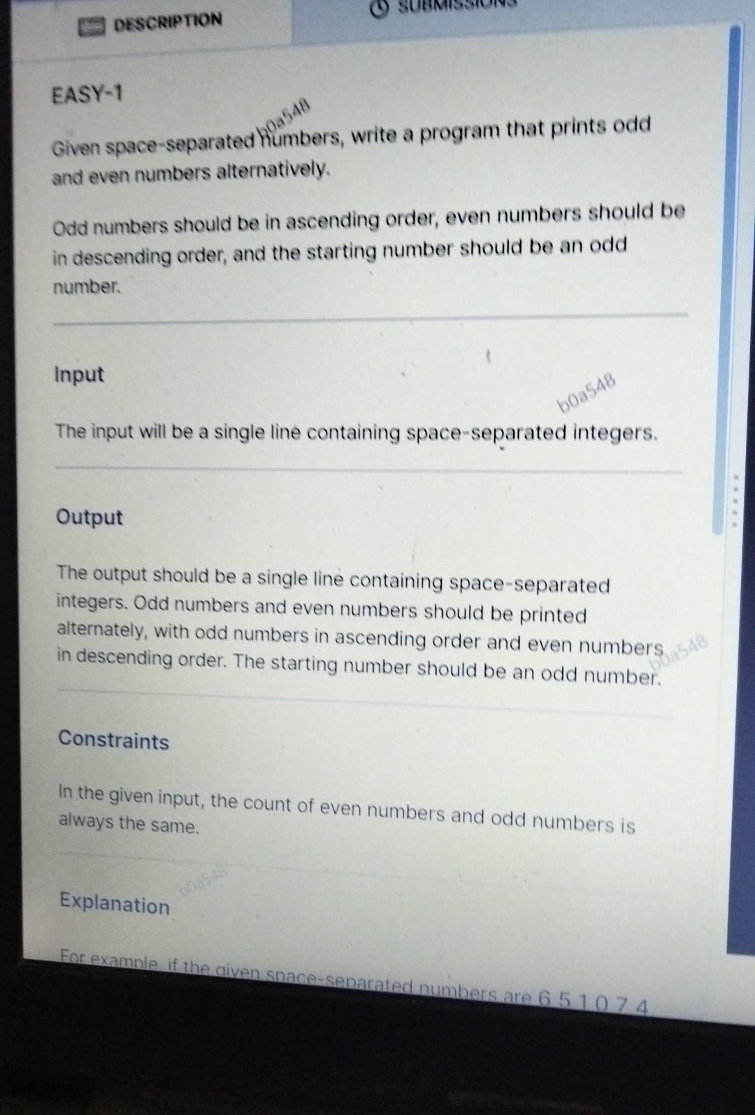 python programming EASY1 Given space-separated humbers, write a program that prints odd